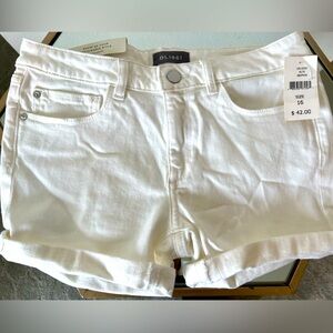 Girls DL1961 White Stretch Denim Cuffed Piper Short Shorts 16 NWT